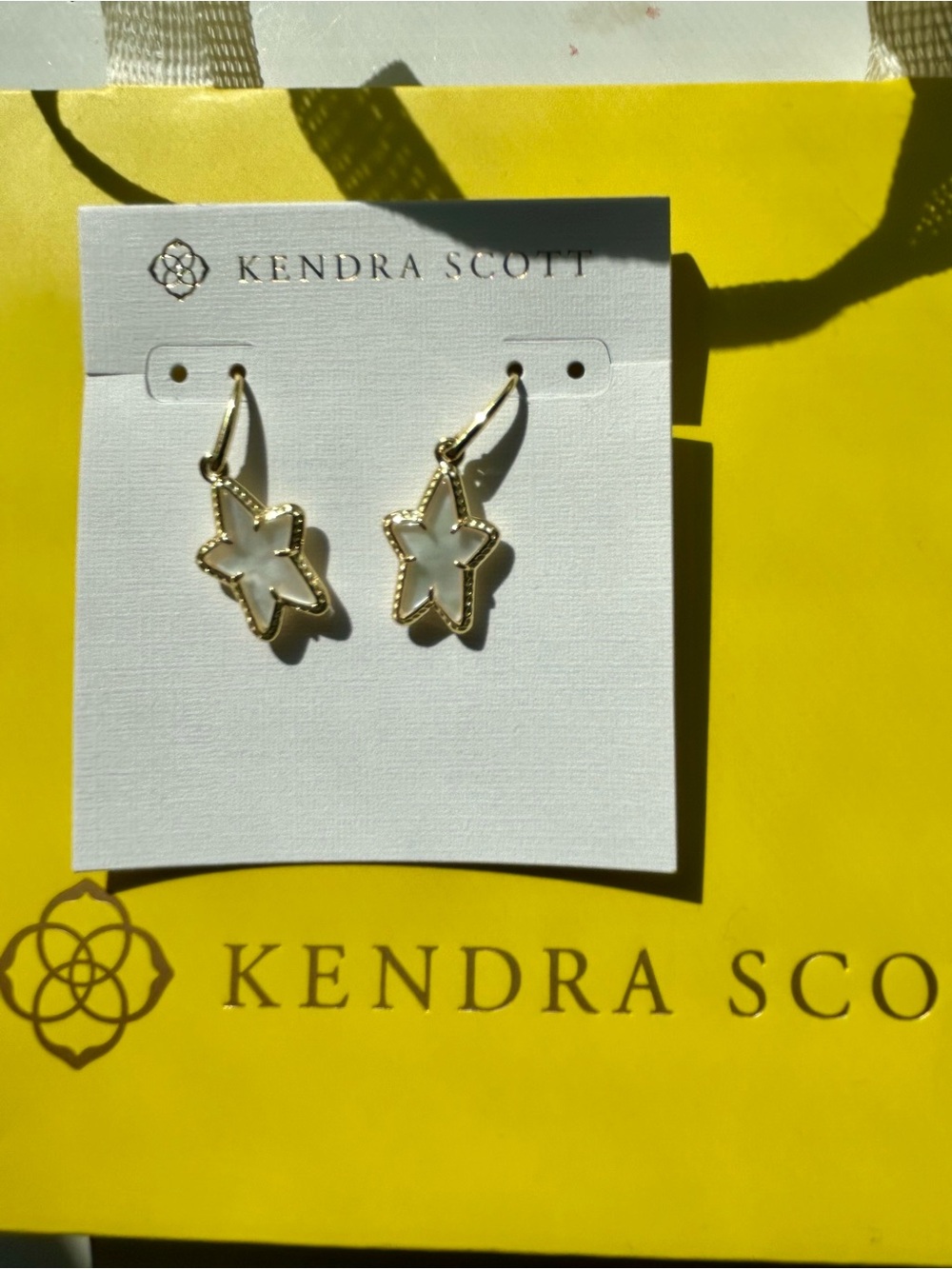 Kendra Scott Gold & White Mother of Pearl Star Drop Earrings